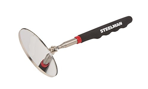 Steelman 29-Inch Telescoping Auto Inspection Mirror, Durable Steel, Articulating 3.25-Inch Round Mirror, Contoured Grip - size: 29 inches
