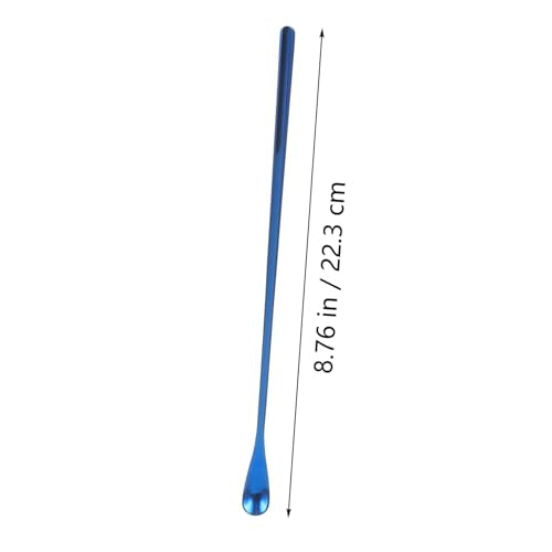 COLLBATH 2pcs Reptile Food Feeding Spoon Long Handle Mixing Tool for Lizard Animals Durable for Pet Food Powder Convenient Portable - color: Blue