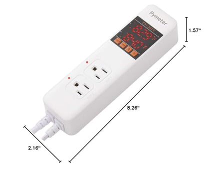 Digital Temperature Controller Dual Probe Reptile Thermostat Controlled Outlet for Terrarium Heat Mat Heating Pad, Switch Cooling Fan Freezer Fridge ON & Off at Setpoints 10A 1200W