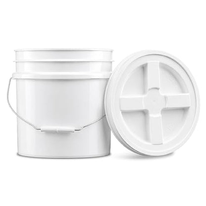 3.5 Gallon Bucket, Food-Grade w/Lid, BPA-Free, White,6 Packs | Airtight Gamma Seal Screw-On Lid, Heavy-Duty 90 Mil HDPE Plastic, Food Safe and Durable Container, Bulk Storage, Made in USA - color: White, size: 6 Packs