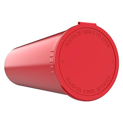 60 Dram CR Plastic Packaging Pop Top Containers - Child Resistant Travel Holder Vial Bottles - 75 qty (Red) - color: Red
