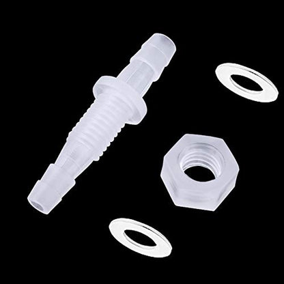 1/4” Thru-Bulk Bulkhead Plastic Hose Barb Fittings Union Adapter Fittings for Aquarium Fuel Gas Liquid Air with Metal washers (Pack of 3) - color: 3 pcs, size: 1/4 Inch