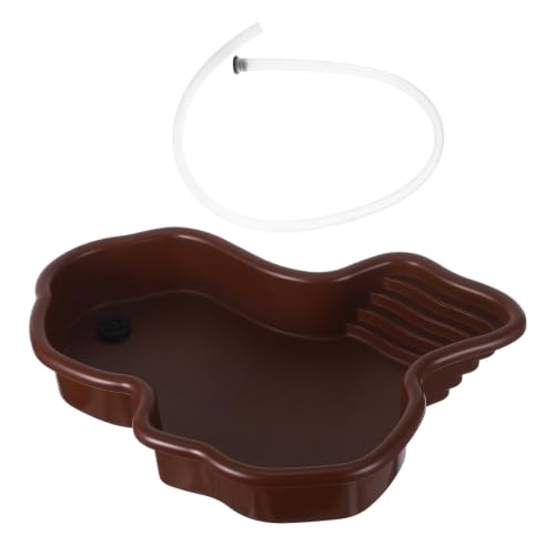 NUOBESTY Ultralarge Capacity Turtle Bathing Pool with Ramp and Basking Platform, Abs Reptile Water Tray for Terrarium and Aquarium Use, Safe Handling and Easy to Grip Turtle Soaking Tub