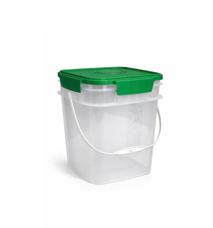 4 Gallon Square Food Grade Bucket Pail with Plastic Handles and Lid (Pack of 3) Made in USA containers (4G SQ Clear - Green lids) - color: 4g Sq Clear - Green Lids