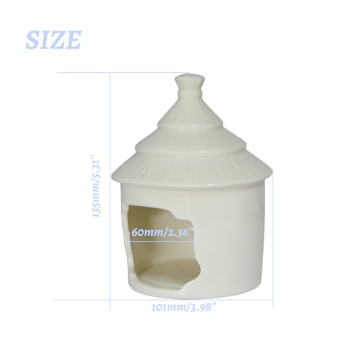 Saim Cute Aquarium Decorations Ceramic Palace Little Grass Hut Shaped Toad House, Betta Fish Tank Accessory Decor Ornament Hideout Pleco Cave for Fish Playing or Hiding - White - color: White