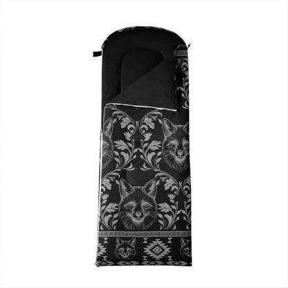 Erosebridal Longhorn Cow Skull Sleeping Bag for Kids Goth Witchy Damask Camping Blanket for Hiking Travel Hunting Sleep Bag - color: Black Rustic Wolf