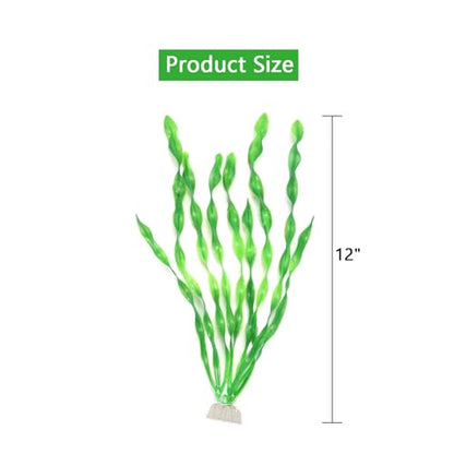 AQUANEAT Fish Tank Artificial Plants, Aquarium Plastic Seaweed Decorations, 11.75Inch Tall Fake Green Accessories, 10 Packs - size: 11.75inch