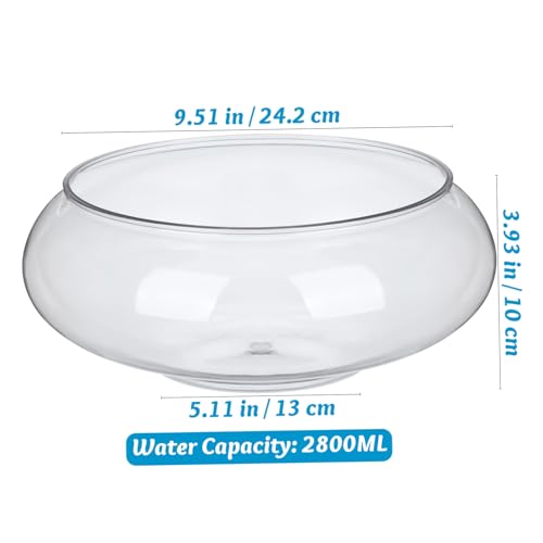 POPETPOP 2pcs Transparent Plastic Fish Bowl Aquarium Desktop Tank for Goldfish Turtles Small Reptiles Home Office Decor Unbreakable Breeding Container