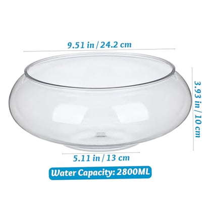 POPETPOP 2pcs Transparent Plastic Fish Bowl Aquarium Desktop Tank for Goldfish Turtles Small Reptiles Home Office Decor Unbreakable Breeding Container