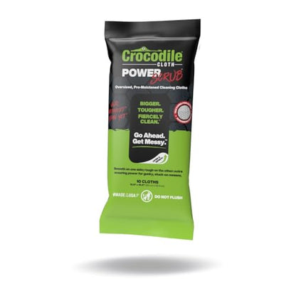 Crocodile Cloth PowerSCRUB Heavy-Duty Hand & Tool Cleaning Wipes, 10 Count | Dual-Surface Cloths, Moist, Absorbent, & Disposable - Safe on Skin & Multiple Surfaces - size: 10 Count (Pack of 1)