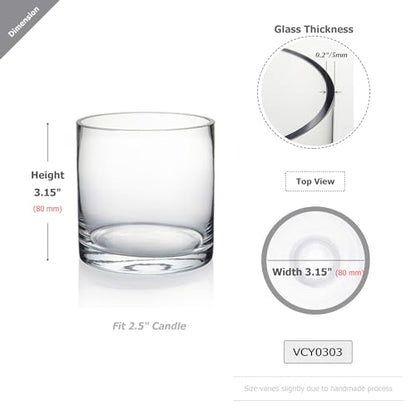 WGV Cylinder Vase, 3" W x 3" H, Clear Skinny Narrow Glass Candle Holder Bud Floral Container Planter Terrarium for Wedding Party Flowers Centerpieces Home Office Decor, 1 Piece - size: 3"x3"H