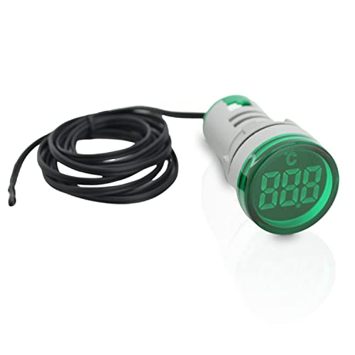 Digital LED Thermometer Display with Indicator Light, 22mm (7/8 inch) Mounting Hole, Energy-Saving Design, Temperature Range -20°C to +199°C Green (3 Pack) - style: Green - Thermometer