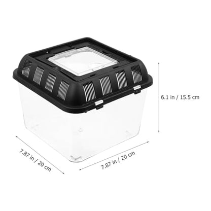 Transparent Reptile Breeding Box with Handle Sturdy Turtle Carrier for Feeding and Transport Wear-Resistant Holder Suitable for Various Reptiles and