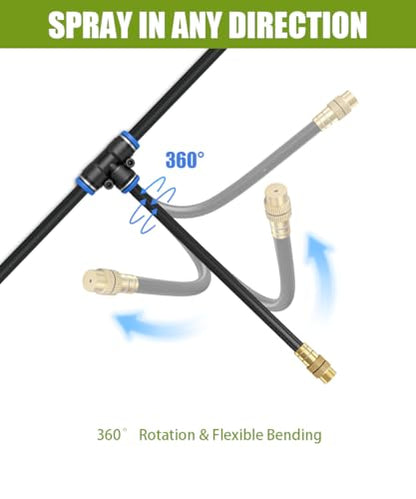 32FT 5/16" Misting Irrigation System for Garden with 10 Adjustable Nozzles | 360° Bendable Copper Nozzles, Quick Connect, Steady Flow, UV-Resistant PE Tubing & Accessories, Garden Beds& Greenhouse - size: 32 FT+10 Nozzles