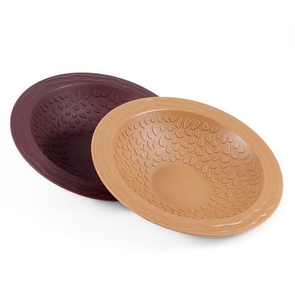 Turtle Bathing Pool Small for Reptiles & Amphibians - Resin Water Dish & Feeding Bowl with Gentle Slope - Safe for Turtles, Lizards, Frogs, Snakes (Reddish Brown) - color: Brown