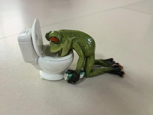 VVGIFTS Frog Figurines Cute Craft Resin Frog Statue for Home Bathroom Decor - color: Drunk Frog