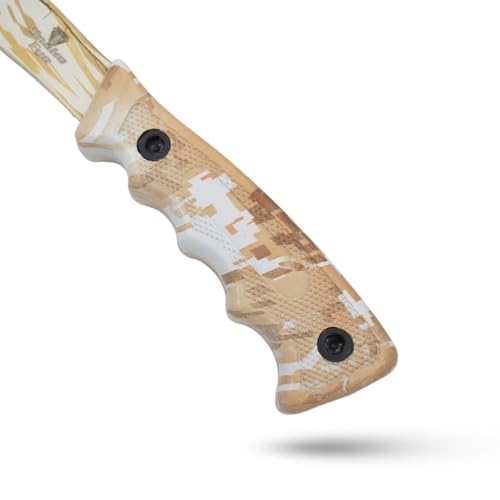Snake Eye Tactical Heavy Duty 3PC Hunting & Camping Set – Full Tang Camping Axe, 9.5" Fixed Blade Gut Hook Knife, Sharpening Rod, and Heavy Duty Nylon Combo Sheath Included (Yellow Camo) - color: Yellow Camo