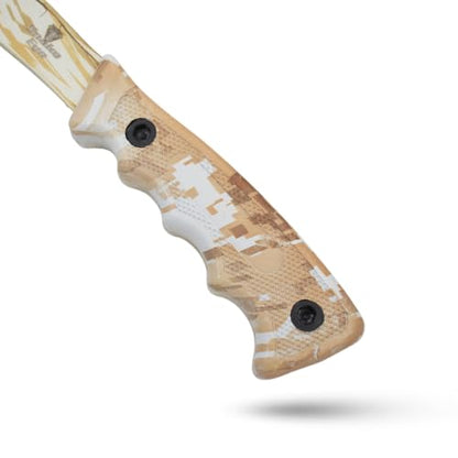 Snake Eye Tactical Heavy Duty 3PC Hunting & Camping Set – Full Tang Camping Axe, 9.5" Fixed Blade Gut Hook Knife, Sharpening Rod, and Heavy Duty Nylon Combo Sheath Included (Yellow Camo) - color: Yellow Camo