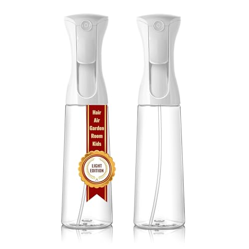 Continuous Ultra Fine Mist Spray Bottle – Refillable Water Mister for Hair, Hairstyling, Barber, Salon, Plants, Cleaning, Skincare – (350ml 2Pcs, Transparent bottle) - color: Transparent bottle, style: 350ml 2Pcs