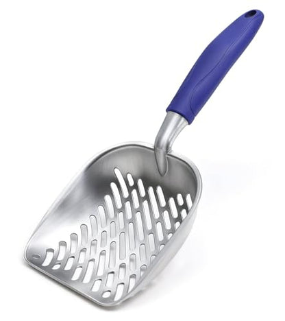 Cat Litter Scoop, Kitty Metal Scooper with Long Handle | Heavy Duty Aluminum Deep Sifter, Rustproof Durable Kitten Poop Shovel for Travel & Small Litter Box - color: Blue, size: Medium
