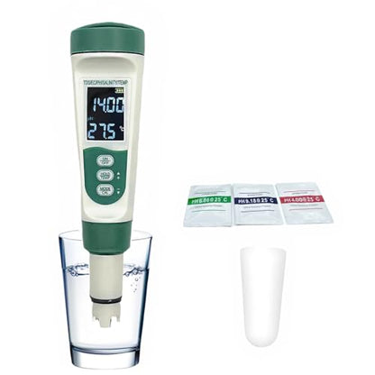 5-in-1 Water Quality Tester: Salinity, pH, TDS, EC & Temperature Meter for Aquarium, Pool, Spa, Pond and Hydroponics