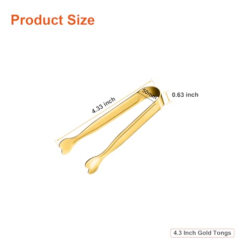 Mini Serving Tongs, Anytrp 18-Packs Stainless Steel Sugar Tongs, 4.3 inch Ice Tongs Kitchen Appetizers Tong for Coffee Bar, Tea Party, Desserts Party, Sugar and Ice Bucket - color: Gold, size: 4.3inch