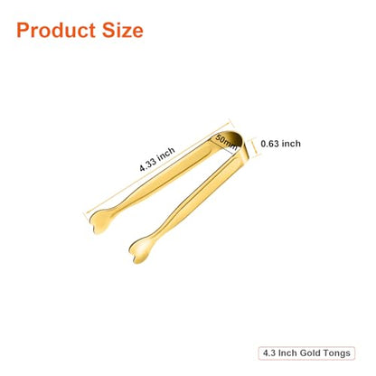 Mini Serving Tongs, Anytrp 18-Packs Stainless Steel Sugar Tongs, 4.3 inch Ice Tongs Kitchen Appetizers Tong for Coffee Bar, Tea Party, Desserts Party, Sugar and Ice Bucket - color: Gold, size: 4.3inch