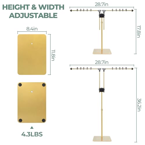 Metal Dual Reptile Lamp Stand, 17.8"-36.2" Adjustable Tall Heat Lamp Stand, Retractable Reptile Light Stand, Aquarium Terrarium Light Holder for Bearded Dragon Turtles Snake Chicks-Glod