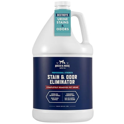 Rocco & Roxie Enzyme Stain & Odor Eliminator, 1 Gallon | Bio-enzymatic urine destroyer; CRI Certified Safe; made in USA; for carpets, bedding, litter boxes, crates & cars - size: 128 Fl Oz (Pack of 1)