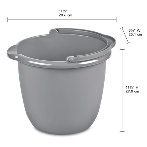 10 Quart Classic Spout Pail, 11.25×10×11.75 Inch Durable Plastic Bucket with Pour Spout & Carry Handle for Garage Basement Bathroom