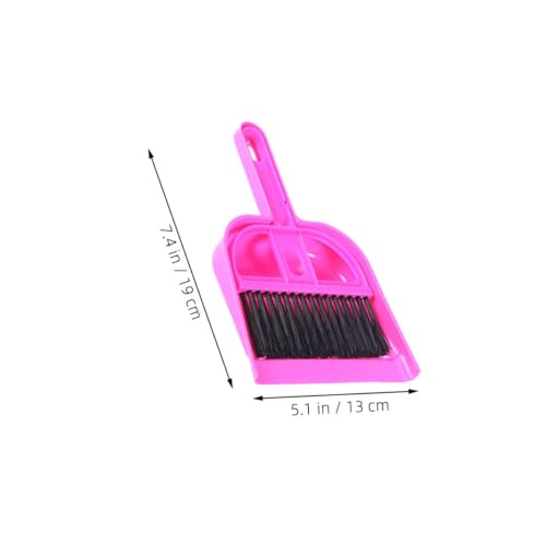 Uonlytech Mini Dustpan and Brush Set 10pcs for Small Pet Cage Cleaning, Compact Handheld Broom and Dustpan Kit for Hamster, Chinchilla, Hedgehog, Reptile Habitats, Bright Pink and Blue