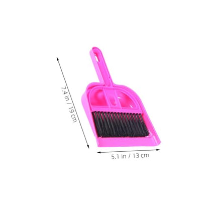 Uonlytech Mini Dustpan and Brush Set 10pcs for Small Pet Cage Cleaning, Compact Handheld Broom and Dustpan Kit for Hamster, Chinchilla, Hedgehog, Reptile Habitats, Bright Pink and Blue