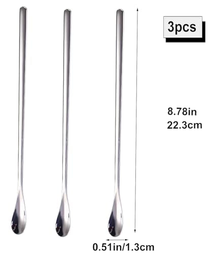 3PCS Reptile Crested Gecko Food Spoons,8.8" Stainless Steel Reptile Spoon,Fruit Mixing StirringFood Feeding Spoons Long Handle Feeding Tool Fit Gecko Lizard Gargoyle Bearded and Other Small Animals