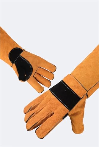 Long Leather Animal Handling Gloves for Dogs, Cats and Reptiles, Protective Bite Resistant Gloves - color: Green