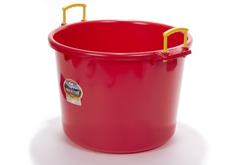 Little Giant® Plastic Muck Tub | Durable & Versatile Utility Bucket with Handles | Muck Bucket | Durable Handles | 70 Quart | Red - color: Red, size: 70 quart