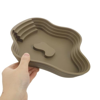 Lake Shaped Bathing Tub for Reptiles, Tortoise Bathing Pool with Steps - Water Dish for Animal Gecko Frog Daily Soaking and Resting