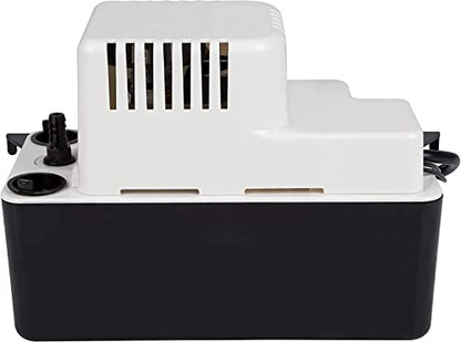 Little Giant VCMA-15UL 115 Volt, 65 GPH, 1/50 HP Automatic Condensate Removal Pump for HVAC/Refrigeration Systems/Dehumidifiers (no safety switch), 6-Foot Cord, Black/White, 554401 | 6' cord w/ plug, No safety switch, 1/50 HP, 15' shutoff, Automatic, 1/2