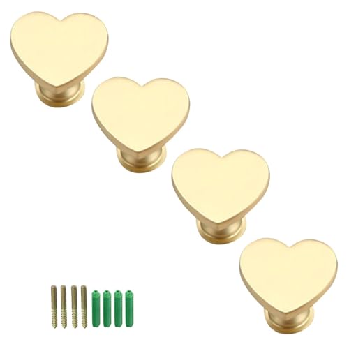 Heart Shaped Wall Hooks,Heart Shaped Coat Hooks,Heart Decorative Wall Hooks for Wall Decorative Curtain Tieback Hooks 4 Pieces - color: Golden heart shape