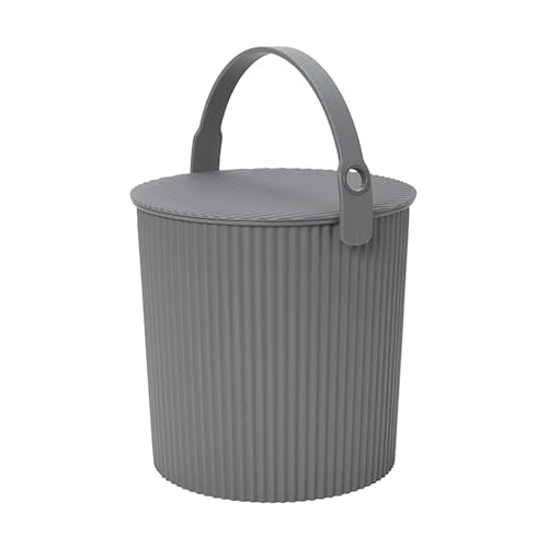 Hachiman Large Bucket, 2.6 Gallon Heavy Duty Bucket with Lid & Handle | Hands-Free Filling, Easy to Stack and Store, Indoor Outdoor Use - color: New Grey, size: Large