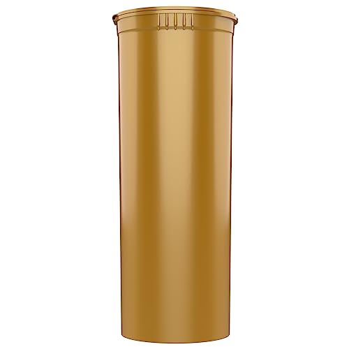 60 Dram CR Plastic Packaging Pop Top Containers - Child Resistant Travel Holder Vial Bottles - 75 qty (Gold) - color: Gold