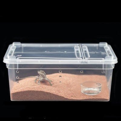 Hypeety Reptile Breeding Box Clear Plastic Enclosure Terrarium for Reptiles | With ventilated lid, portable transport container, pet feeding/hatching, for lizard/turtle/spiders/geckos/frog, 7.4x4.1x2.9''