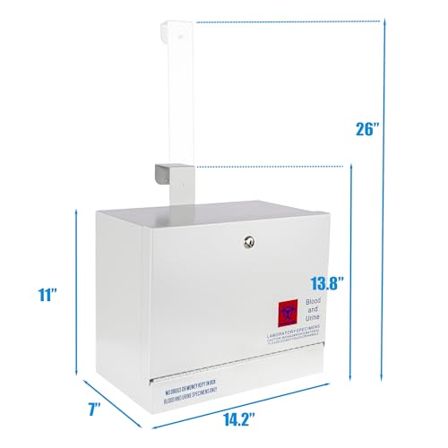 POCHAR Stainless Steel Door-Hanging Specimen Lock Box for Medical Labs | Lockable Specimen Collection Boxes for Specimen Handling and Storage, Under the Door Drop Box for Clinics, Medical Offices