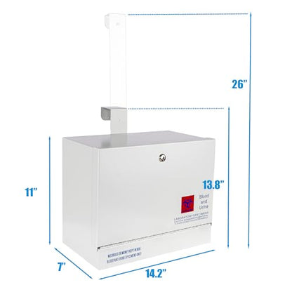 POCHAR Stainless Steel Door-Hanging Specimen Lock Box for Medical Labs | Lockable Specimen Collection Boxes for Specimen Handling and Storage, Under the Door Drop Box for Clinics, Medical Offices