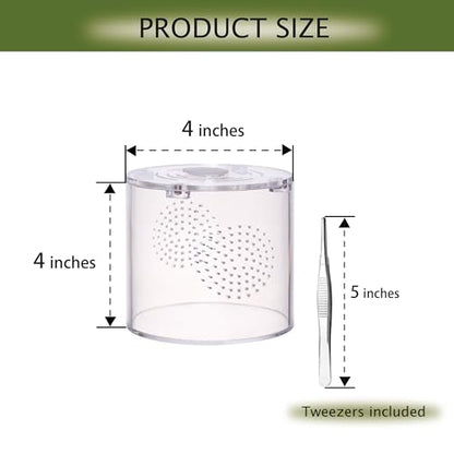 Acrylic Terrarium for Reptiles & Spiders – Small/Medium/Large Leak-Proof Enclosure (Horizontal/Vertical) | Ideal for Tarantulas, Jumping Spiders, Frogs & Geckos(Small, Round) - size: Small
