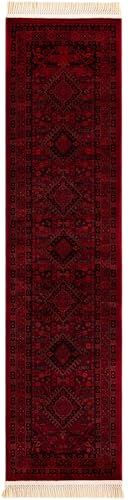 Unique Loom Tekke Collection Area Rug - Sheibani (2' x 8' Runner Red/Black) - size: 2' x 8' (Rectangular)