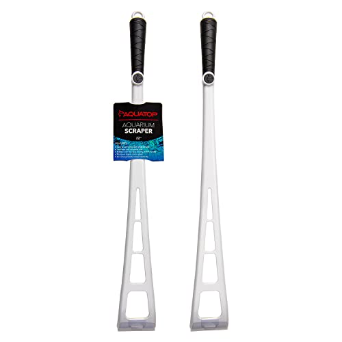 Aquatop 22" Premium Aquarium Scraper Tool with Stainless Steel Blade – Long Handle Glass Cleaner for Fish Tanks, Removes Buildup & Film Easily, AAS-22 - size: Scraper 22"