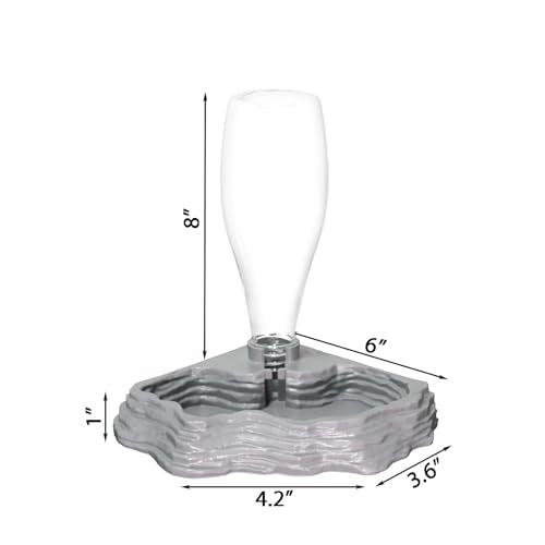 Automatic Reptile Water Dish 13.5Oz Reptile Water Bowl Bearded Dragon Leopard Gecko Snake Lizard Terrarium Tank Accessories… (Grey) - color: grey