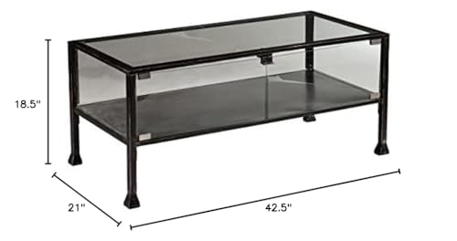 SEI Furniture Metal Terrarium Fish Display Coffee Table, Cocktail, Black/Silver Distressing - style: Cocktail Table