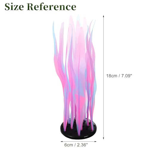 Aquarium Glowing Kelp Plant, Soft Silicone Glowing Decorations Pink 2pcs - color: Pink