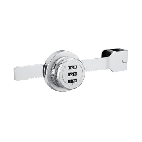 Keyless Combination Ratchet Lock for Sliding Glass Door Showcase Display Case Cabinet 3-Digital Password (Silver) - color: Silver
